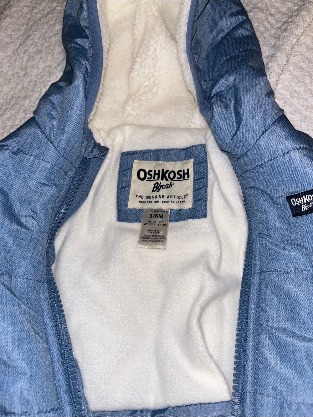 OshKosh B'gosh Light Blue Hooded Puffer Jacket